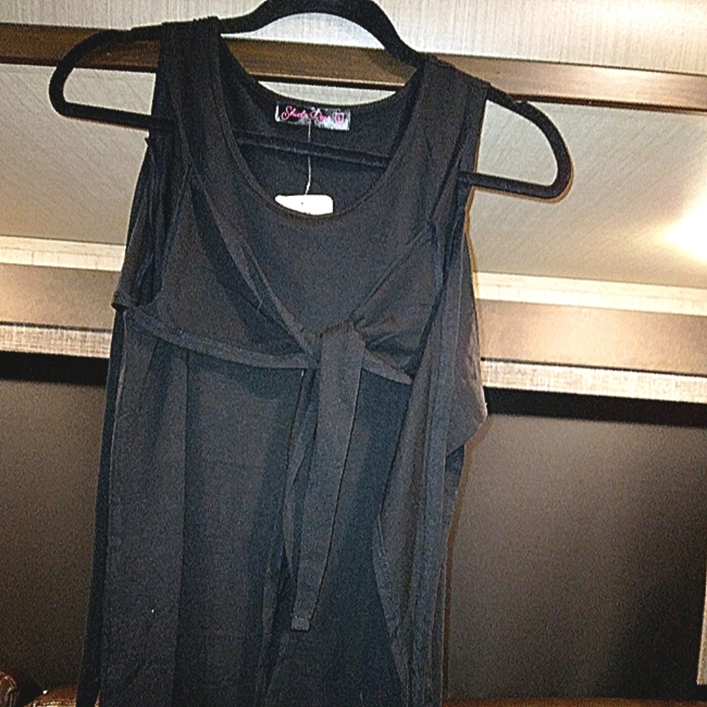 Black tank with ties in front